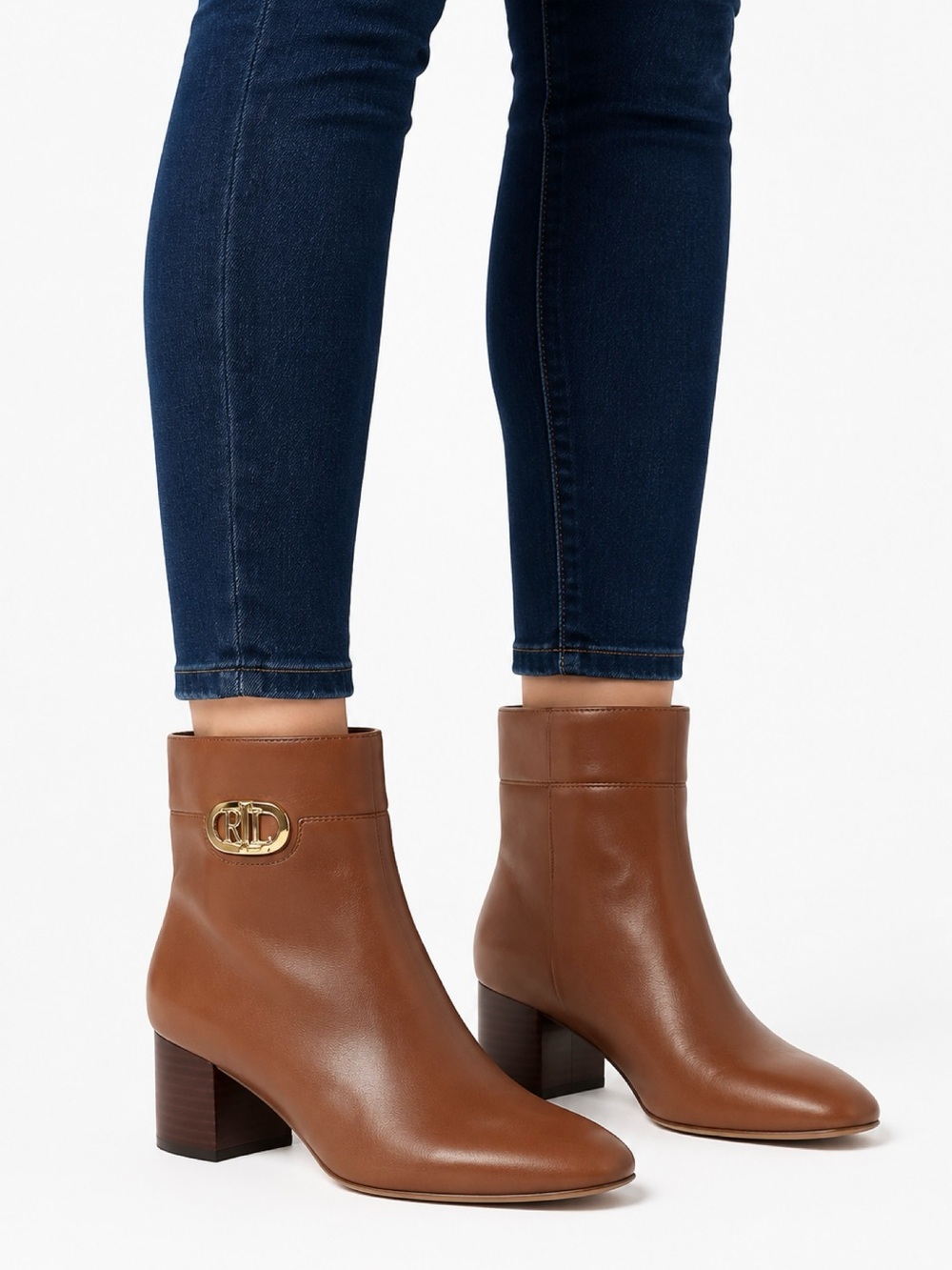 Ralph Lauren “Wynne” Tan Leather Ankle Boots